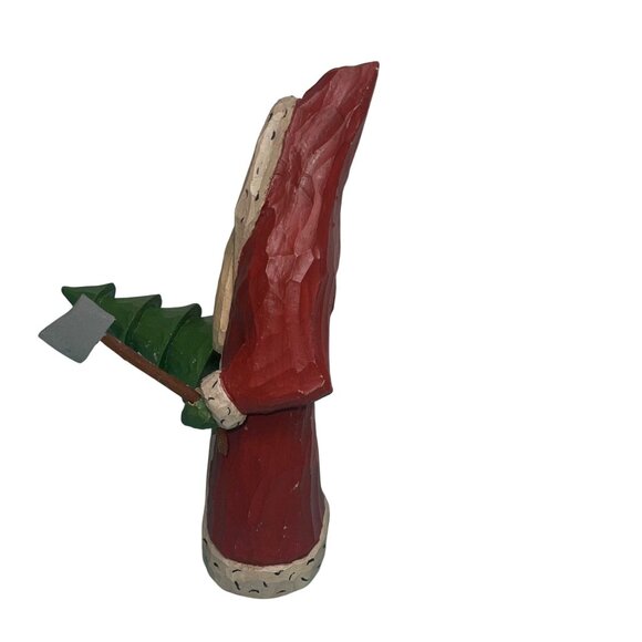 Vintage Santa Claus Tree And Axe Folk Art Style Hand Carved Collectible Wooden - Picture 4 of 12
